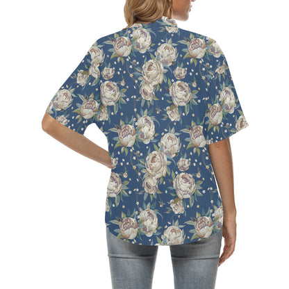 Peony Pattern Print Design A03 Women's Hawaiian Shirt
