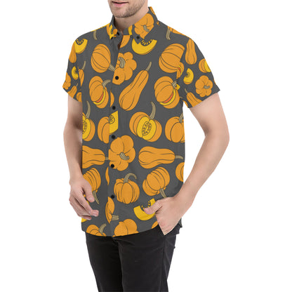 Pumpkin Pattern Print Design A03 Men's Short Sleeve Button Up Shirt