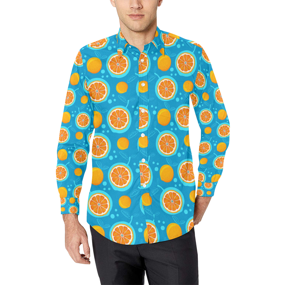 Grapefruit Pattern Print Design GF03 Men's Long Sleeve Shirt