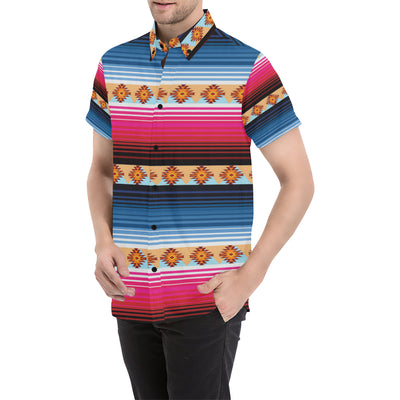 Mexican Pattern Print Design 03 Men's Short Sleeve Button Up Shirt