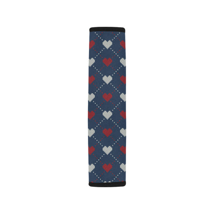 Heart Knit Pattern Print Design HE05 Car Seat Belt Cover