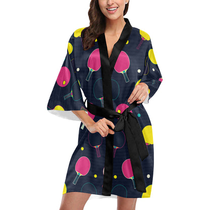Ping Pong Pattern Print Design A04 Women's Short Kimono