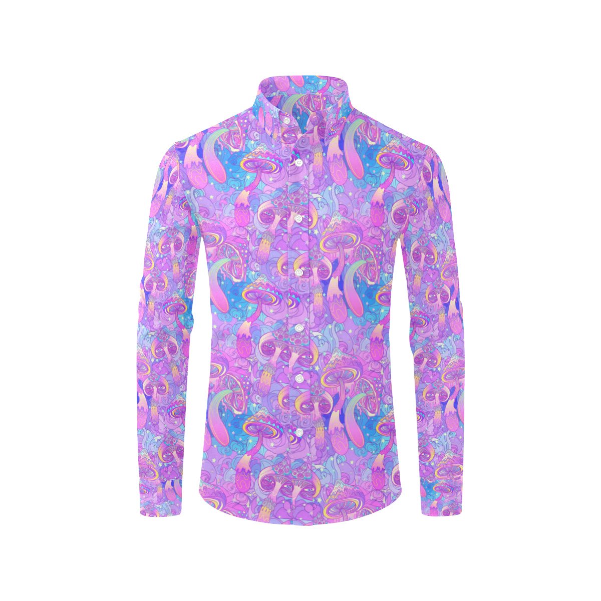 Psychedelic Trippy Mushroom Print Men's Long Sleeve Shirt