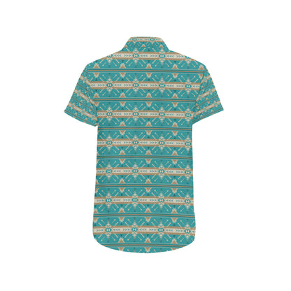 Southwest Native Design Themed Print Men's Short Sleeve Button Up Shirt