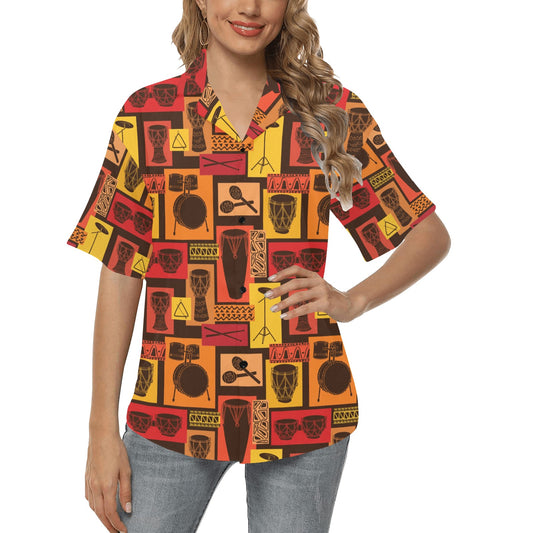 Percussion Pattern Print Design 02 Women's Hawaiian Shirt