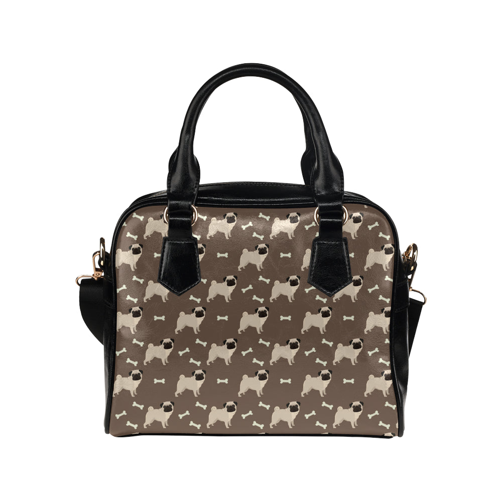 Pug Pattern Print Design A02 Shoulder Handbag