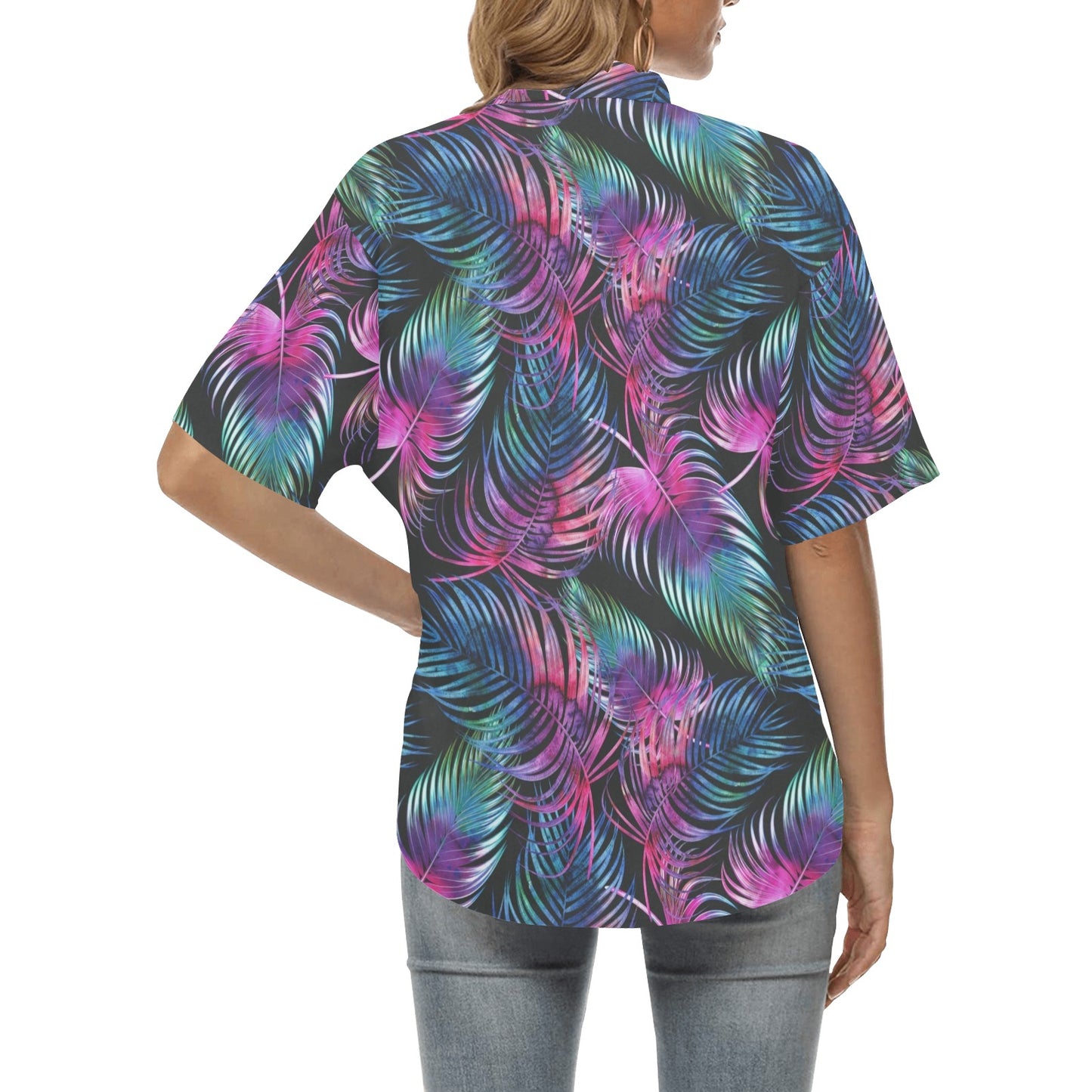 Palm Leaves Pattern Print Design PL010 Women's Hawaiian Shirt