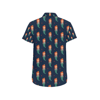 Mermaid Girl Pattern Print Design 01 Men's Short Sleeve Button Up Shirt