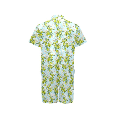 Elegant Olive Floral Print Men's Romper