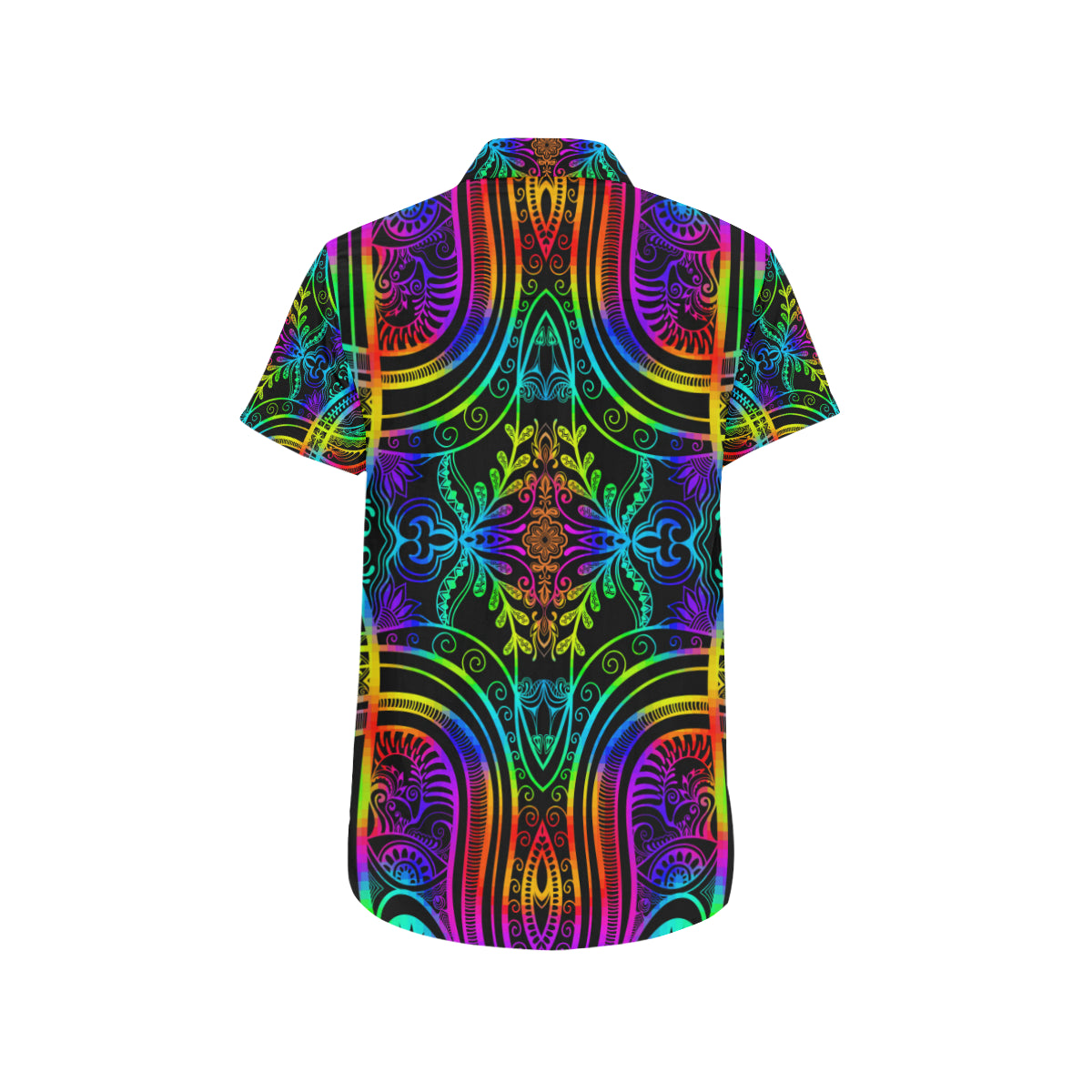 Neon Trible Rainbow Pattern Print Design A01 Men's Short Sleeve Button Up Shirt