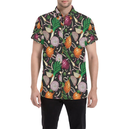 Onion Pattern Print Design A03 Men's Short Sleeve Button Up Shirt