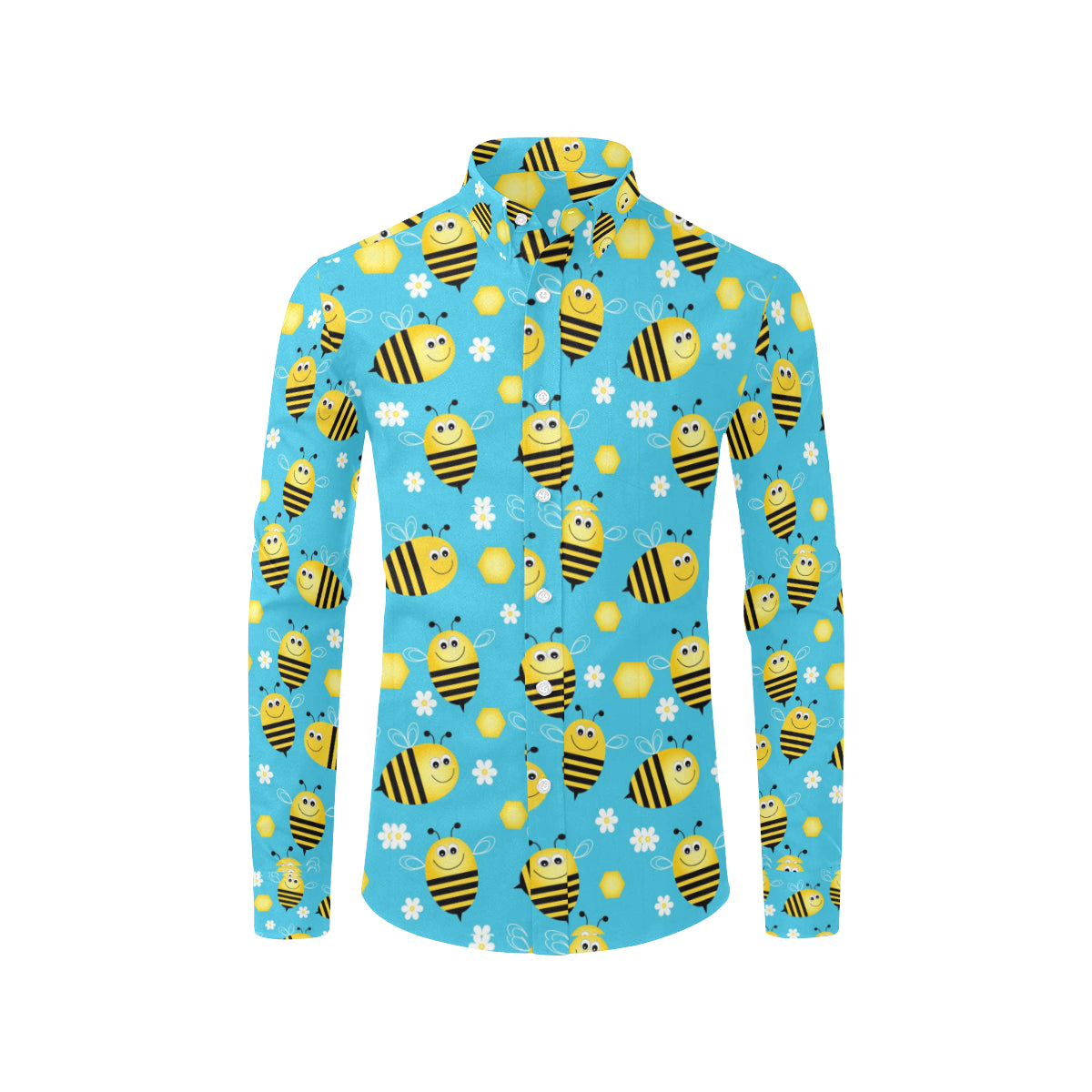 Bee Pattern Print Design BEE06 Men's Long Sleeve Shirt