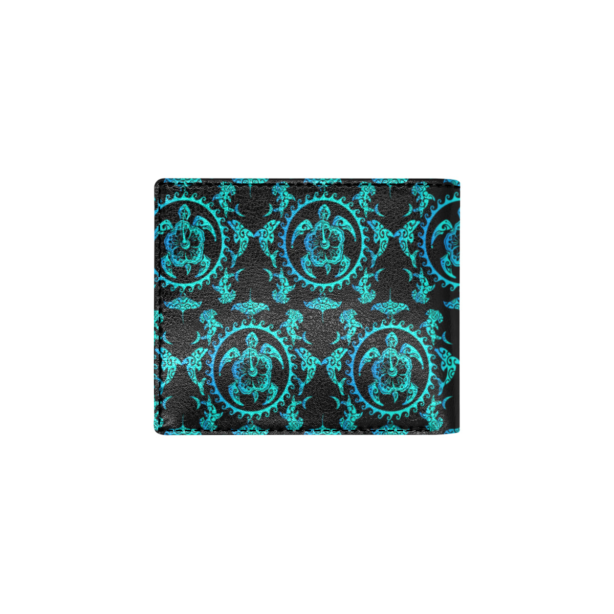 turquoise Tribal Sea Turtle Hawaiian Men's ID Card Wallet
