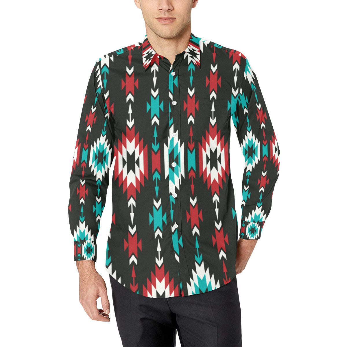 Native Pattern Print Design A08 Men's Long Sleeve Shirt