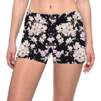 Orchid White Pattern Print Design OR03 Yoga Shorts