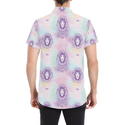 Leo Pattern Print Design 03 Men's Short Sleeve Button Up Shirt