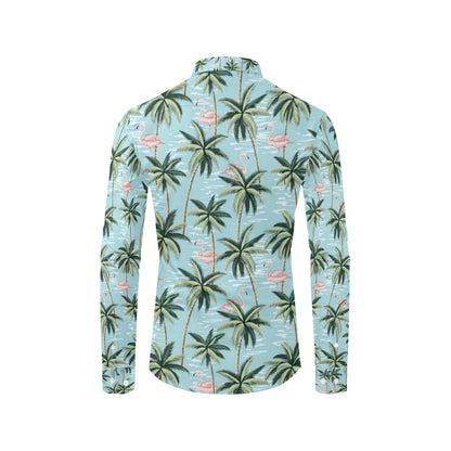 Palm Tree Pattern Print Design PT05 Men's Long Sleeve Shirt