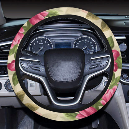 Summer Floral Pattern Print Design SF08 Steering Wheel Cover with Elastic Edge