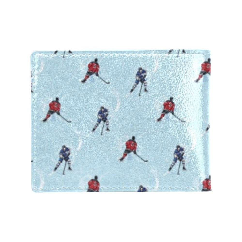 Hockey Player Print Design LKS302 Men's ID Card Wallet