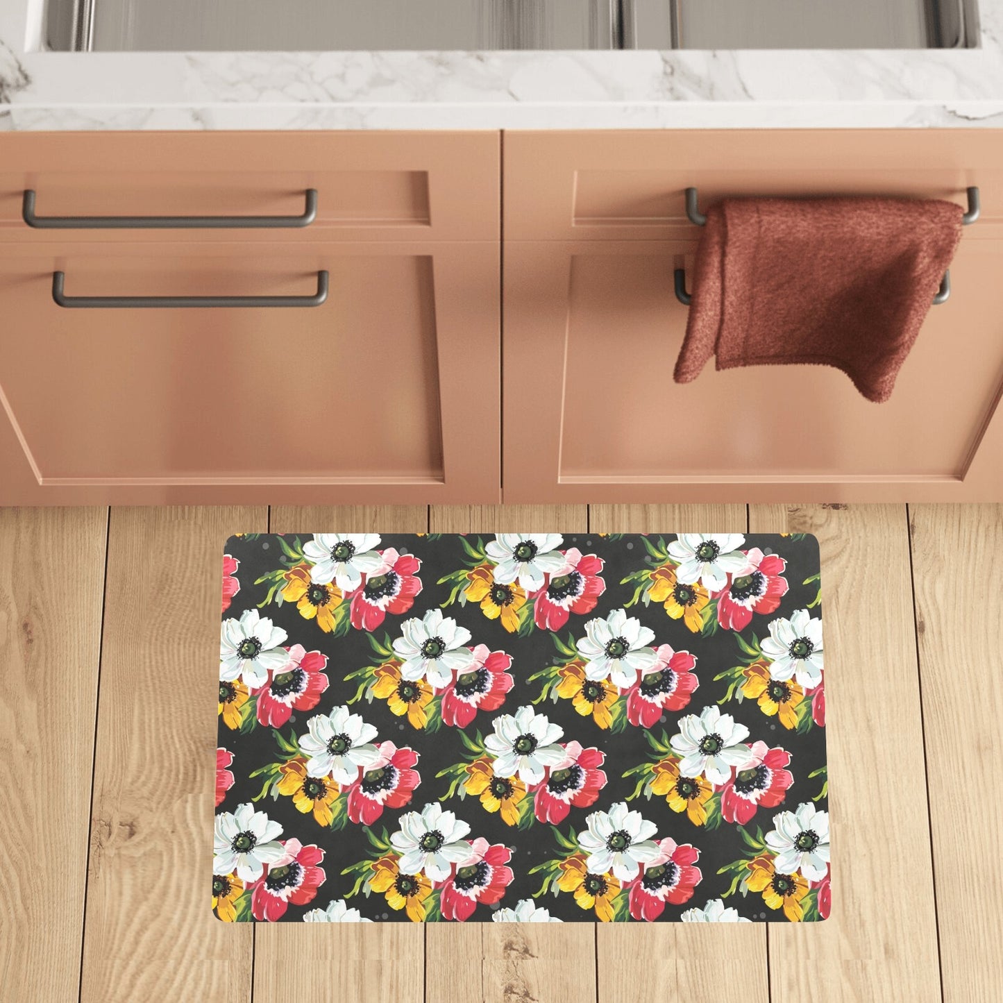 Anemone Pattern Print Design AM07 Kitchen Mat