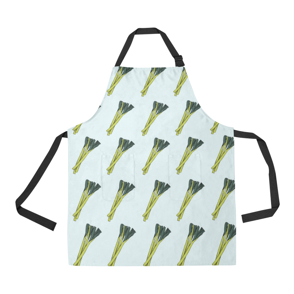 Leek Pattern Print Design 03 Apron with Pocket