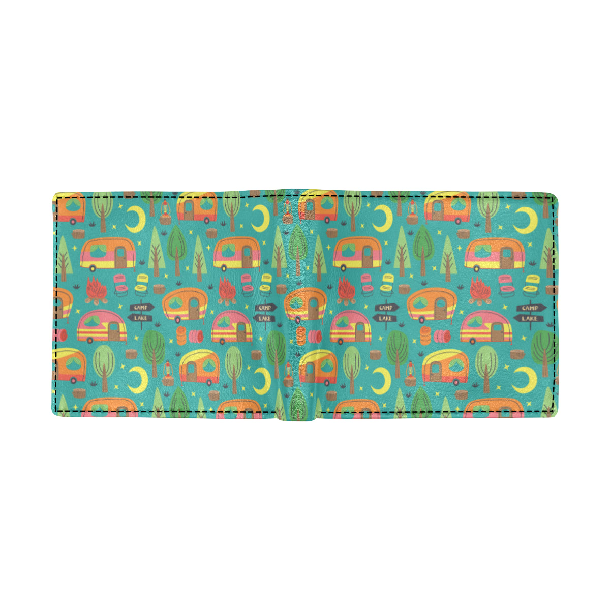Camping Camper Pattern Print Design 05 Men's ID Card Wallet