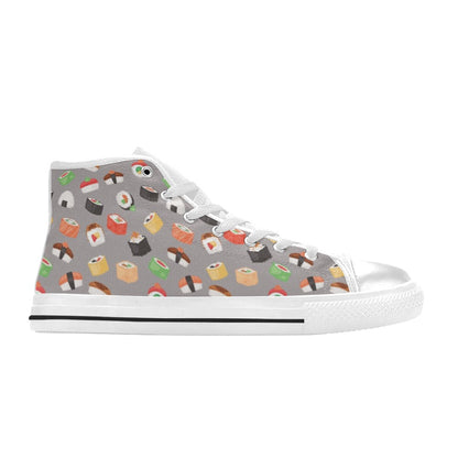 Sushi Print Design LKS307 High Top Women's White Shoes