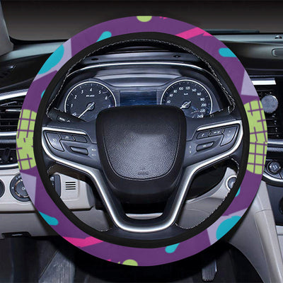 90s Pattern Print Design 4 Steering Wheel Cover with Elastic Edge