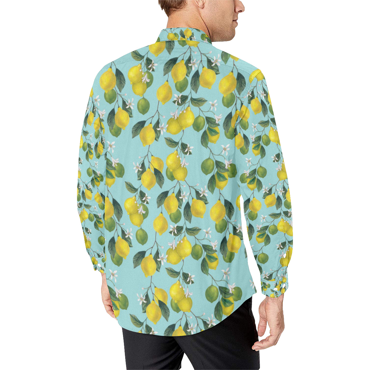 Lemon Pattern Print Design LM05 Men's Long Sleeve Shirt