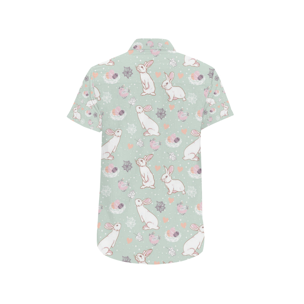 Rabbit Pattern Print Design RB011 Men's Short Sleeve Button Up Shirt