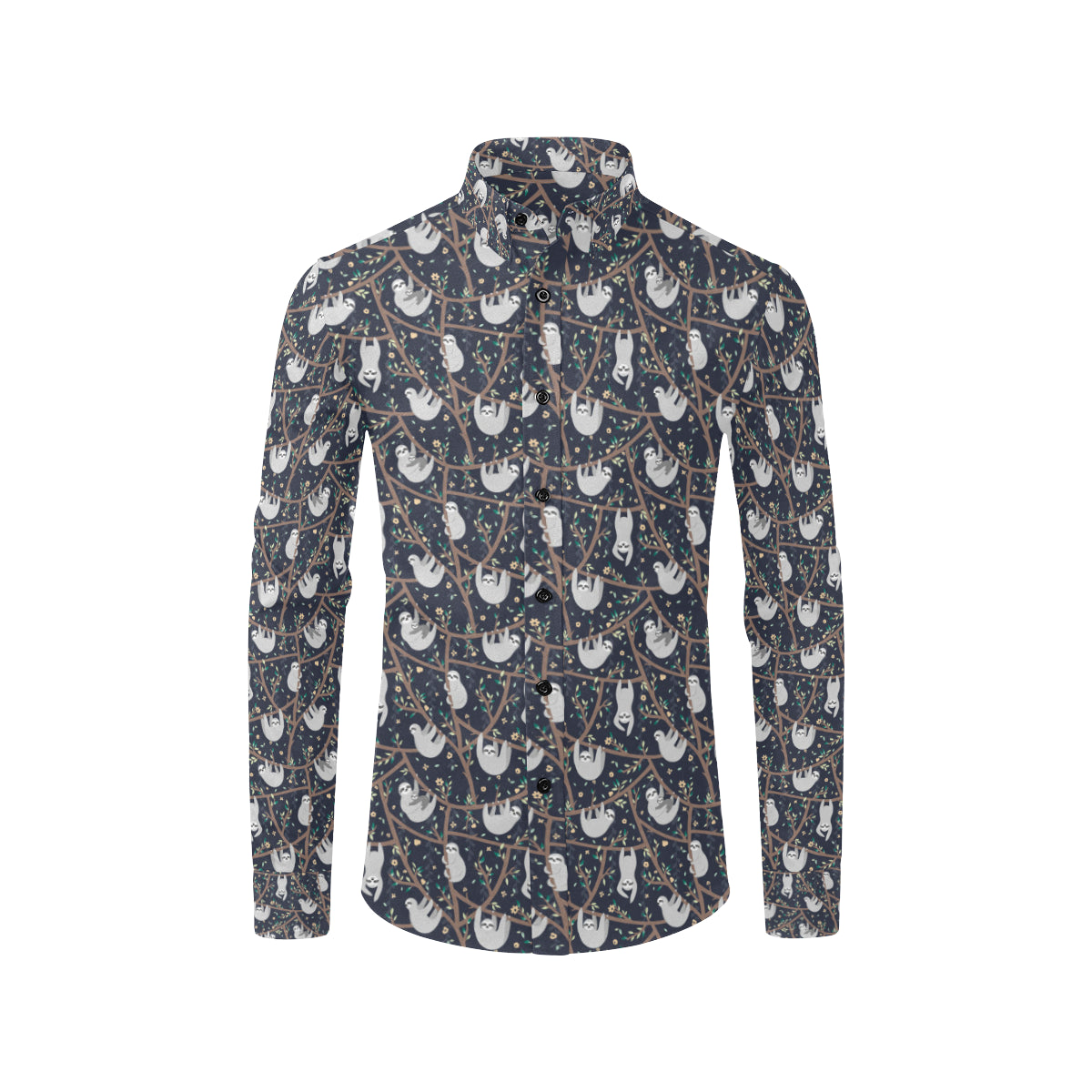 Sloth Happy Design Themed Print Men's Long Sleeve Shirt