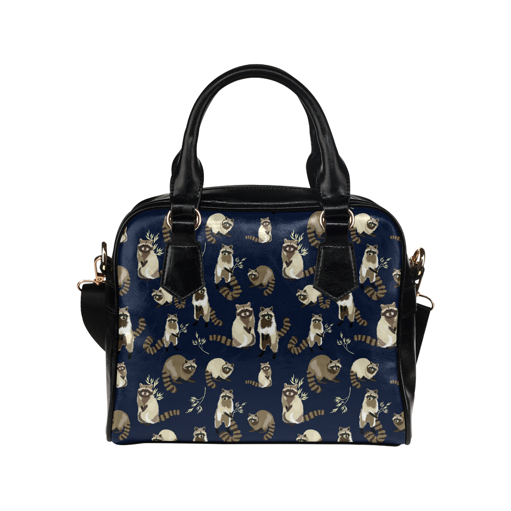 Raccoon Pattern Print Design A06 Shoulder Handbag