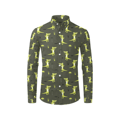 Alligator Pattern Print Design 05 Men's Long Sleeve Shirt