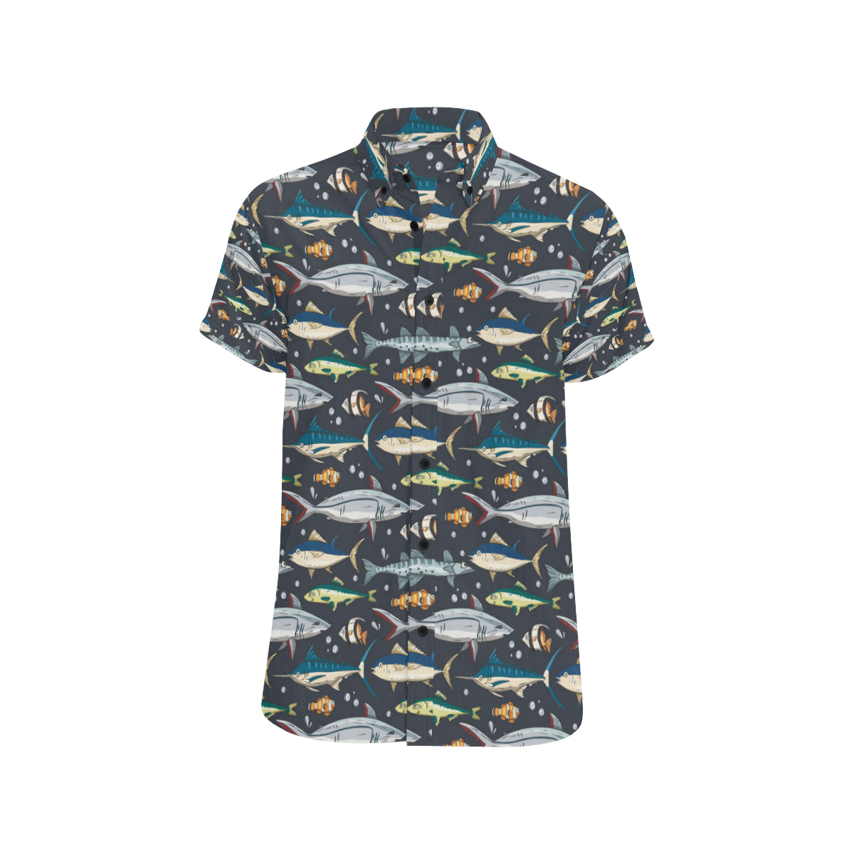 Swordfish Pattern Print Design 04 Men's Short Sleeve Button Up Shirt