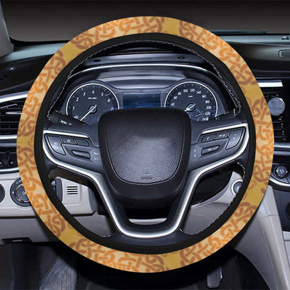Celtic Pattern Print Design 01 Steering Wheel Cover with Elastic Edge