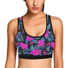 Neon Pink Hibiscus Pattern Print Design HB015 Sports Bra