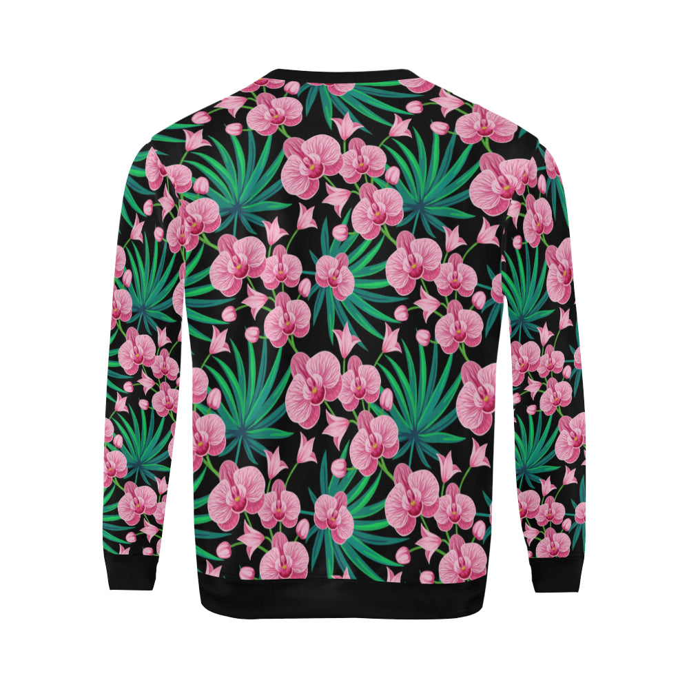 Orchid Pink Pattern Print Design OR06 Men Long Sleeve Sweatshirt