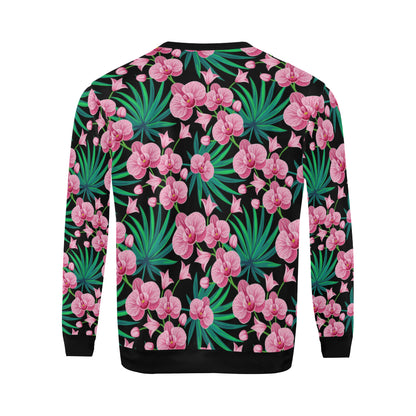 Orchid Pink Pattern Print Design OR06 Men Long Sleeve Sweatshirt