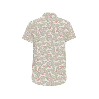 Bunny Pattern Print Design 06 Men's Short Sleeve Button Up Shirt