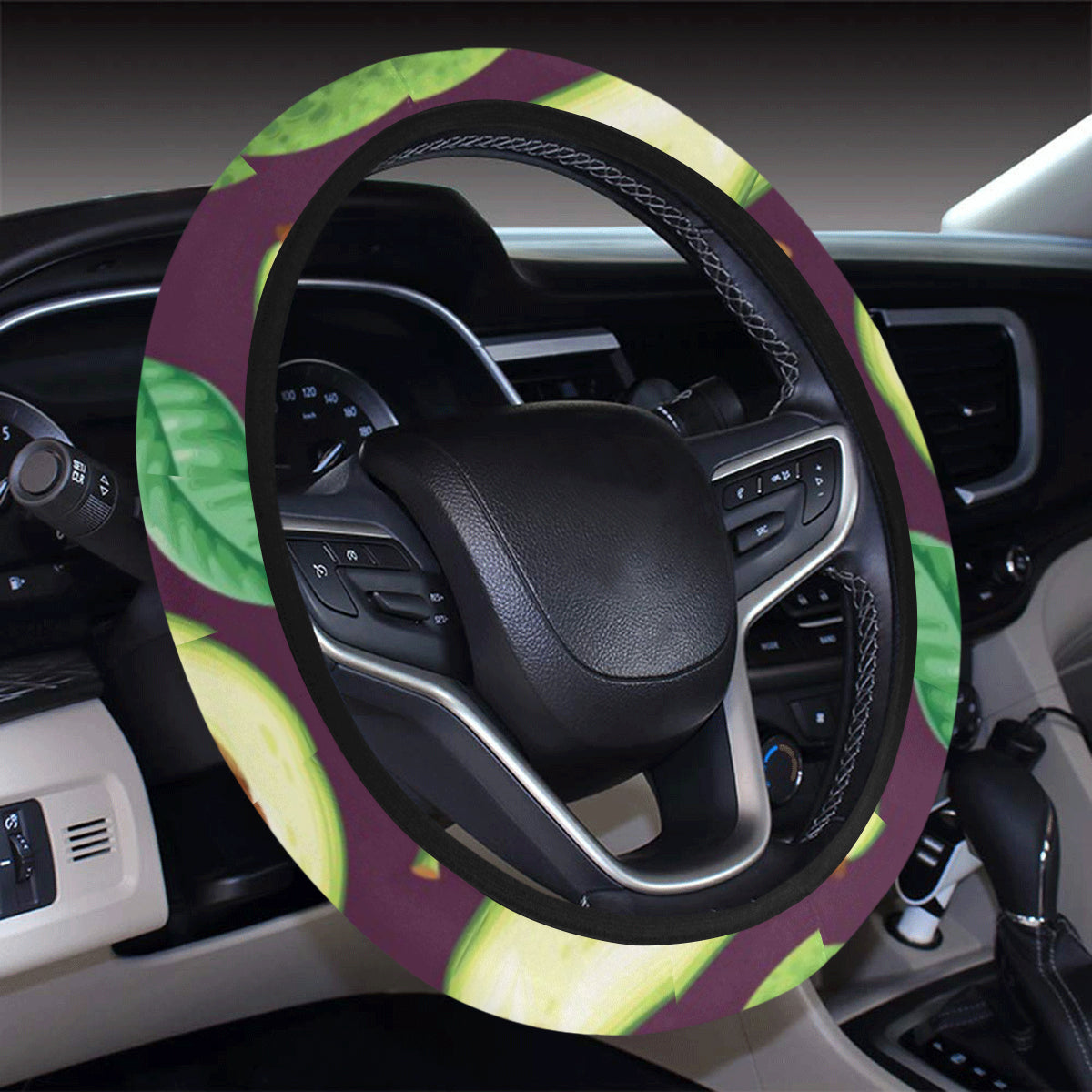 Avocado Pattern Print Design AC08 Steering Wheel Cover with Elastic Edge