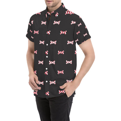 Dog Bone Pattern Print Design 04 Men's Short Sleeve Button Up Shirt