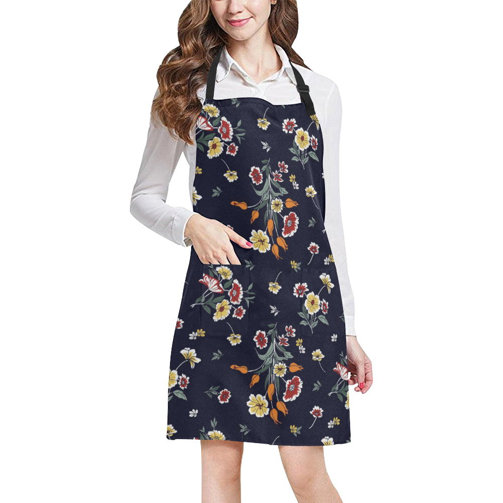Summer Floral Pattern Print Design SF01 Apron with Pocket