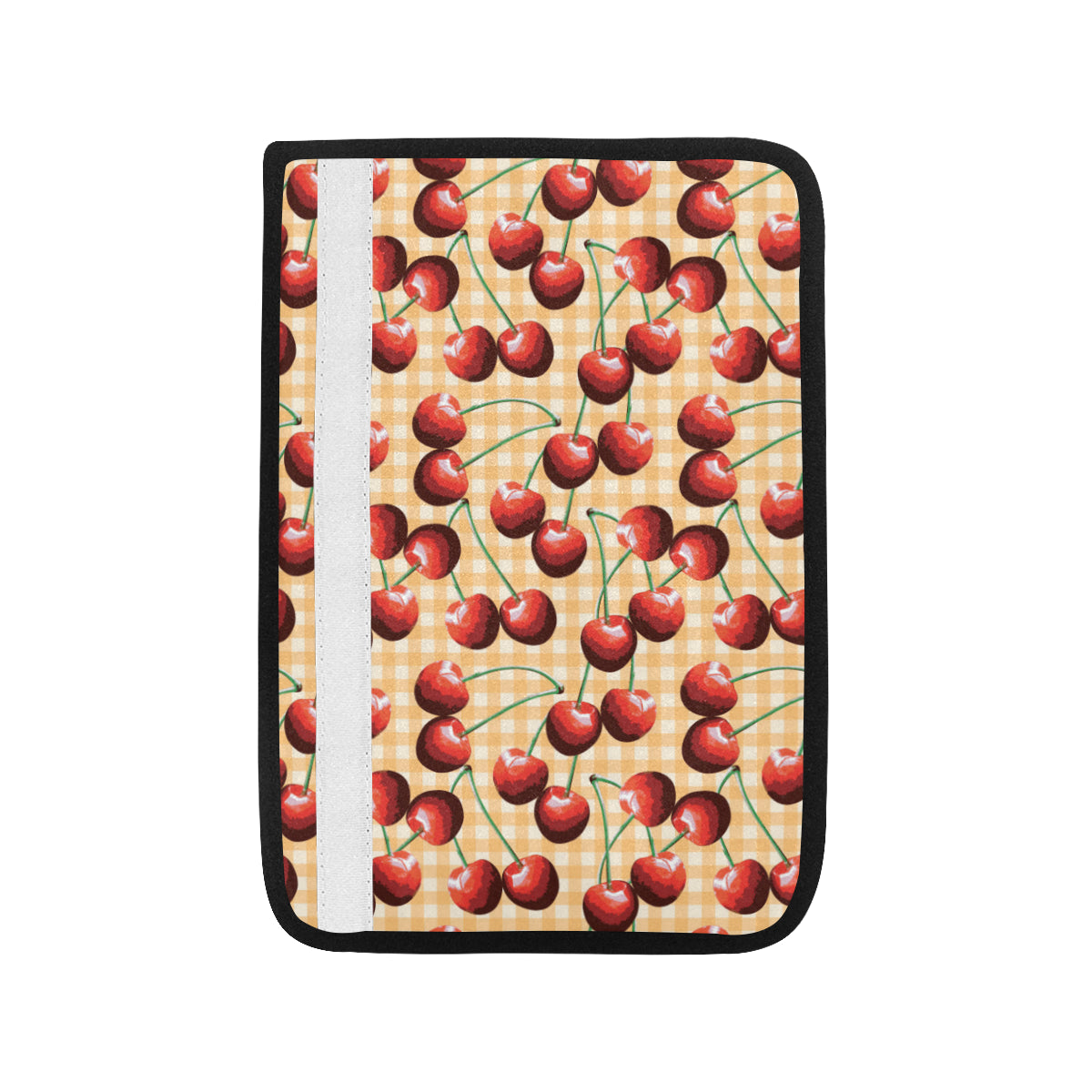 Cherry Orange Plaid Print Car Seat Belt Cover
