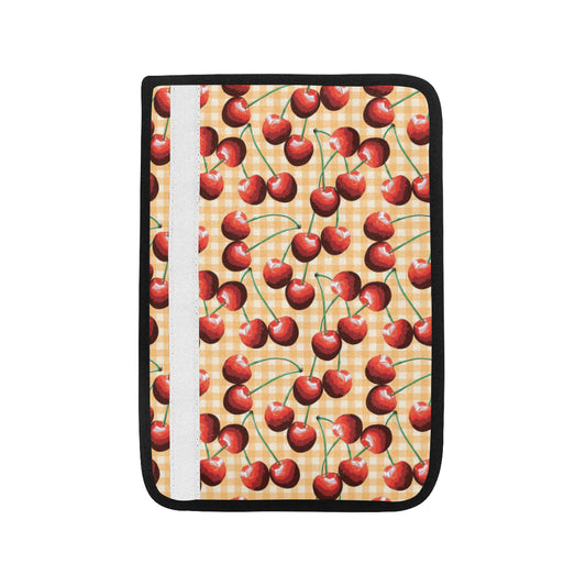 Cherry Orange Plaid Print Car Seat Belt Cover