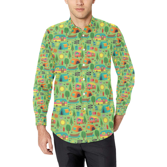 Camping Camper Pattern Print Design 04 Men's Long Sleeve Shirt