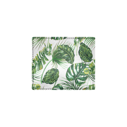 Green Pattern Tropical Palm Leaves Men's ID Card Wallet