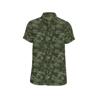 Army Camouflage Pattern Print Design 02 Men's Short Sleeve Button Up Shirt