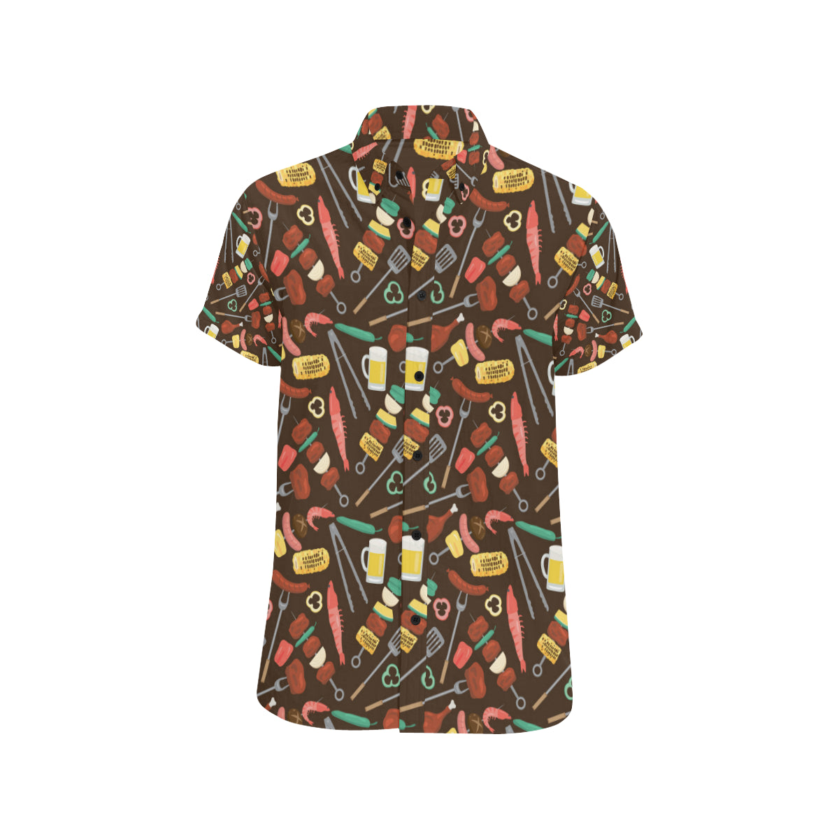 Barbecue Pattern Print Design 05 Men's Short Sleeve Button Up Shirt