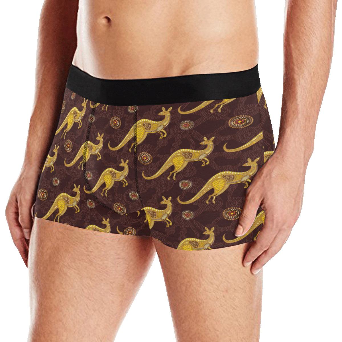 Kangaroos Aboriginal Pattern Print Design 08 Men's Boxer Briefs