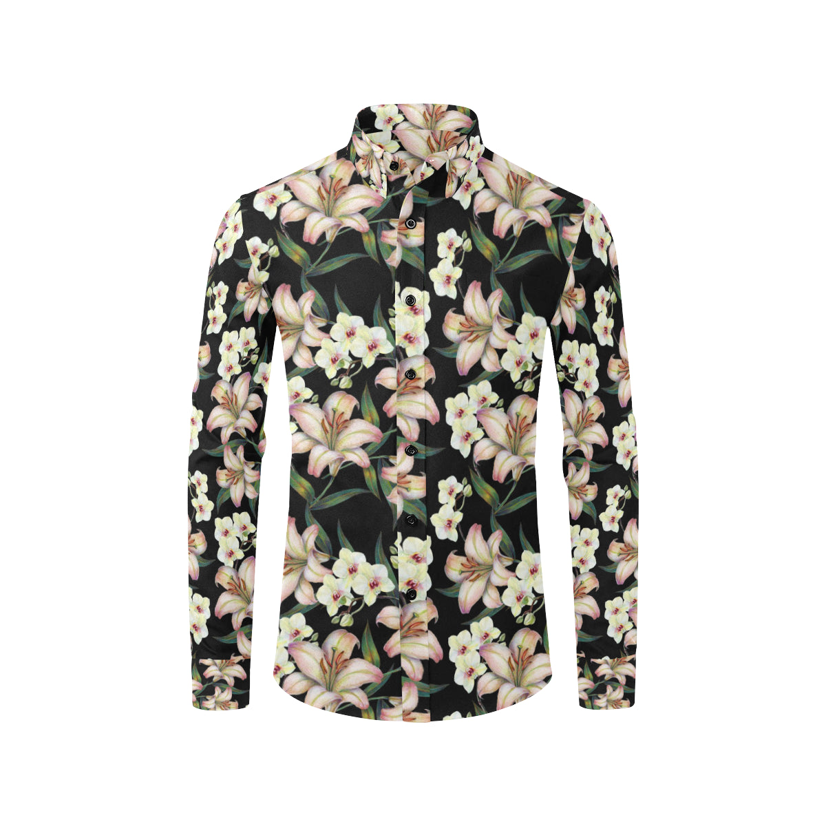 Lily Pattern Print Design LY03 Men's Long Sleeve Shirt